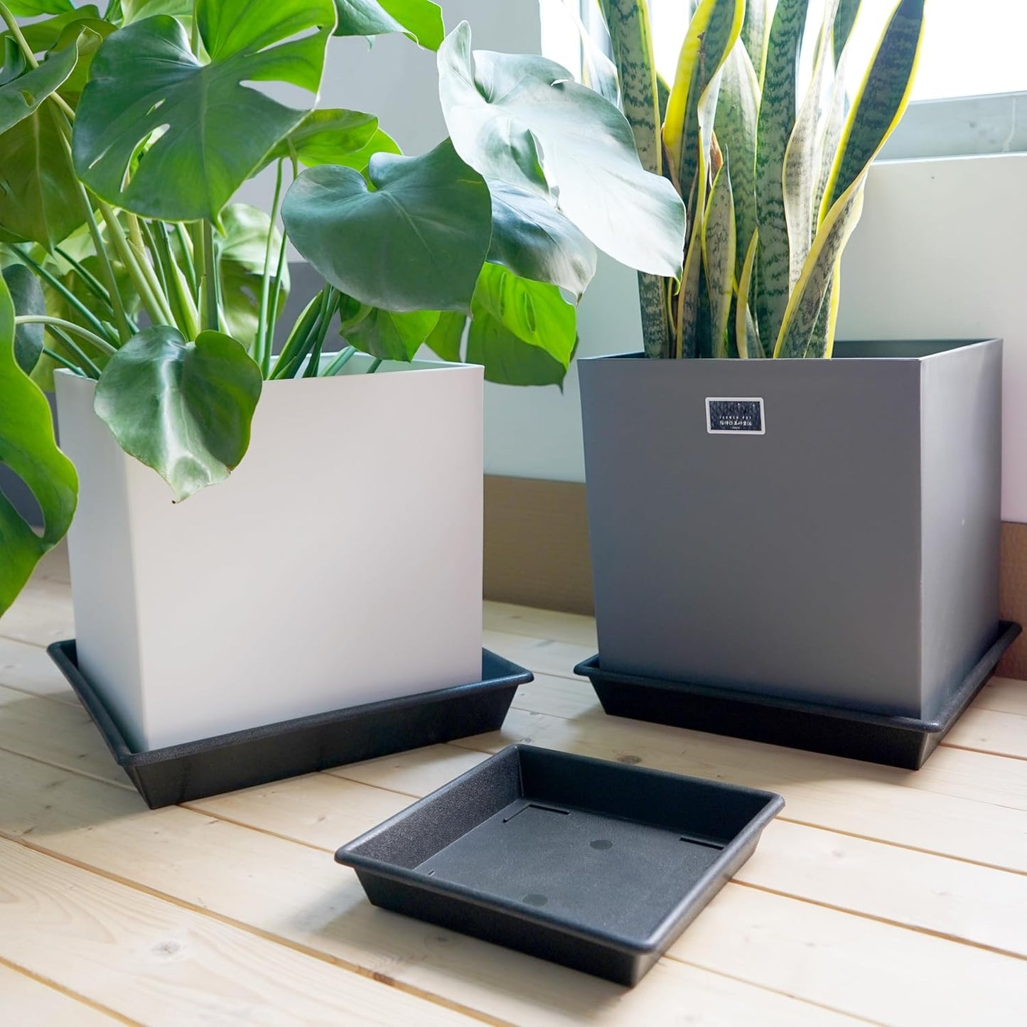 Square Plant Saucer 16 Inch 2 Pack 10 14 16 18 20 Plant Trays for Pots Heavy Duty Plastic Plant Saucers for Indoors Outdoors, Flower Pot No Holes Plant Drip Trays