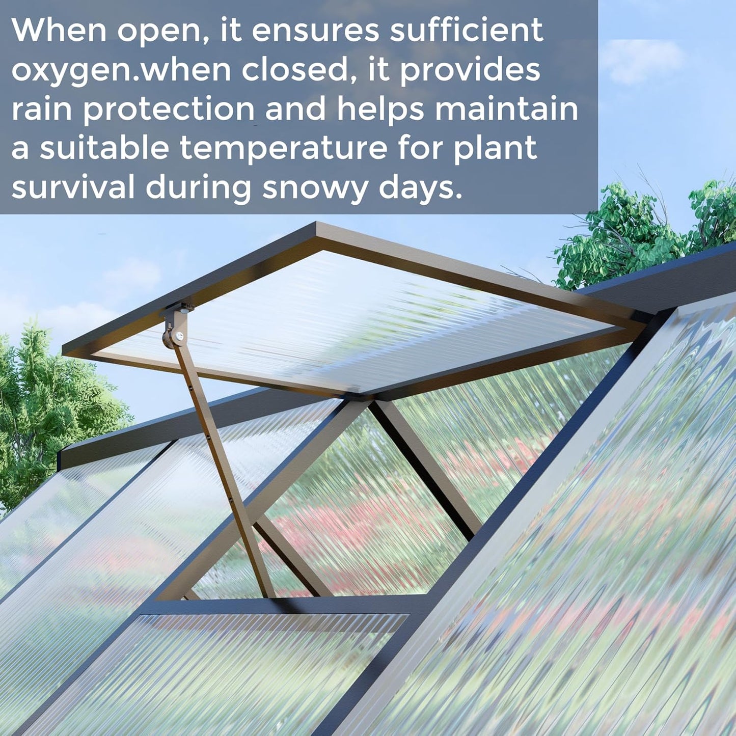 6 x 4 FT Greenhouse for Outdoors,Aluminum Large Walk-in Greenhouse,Dark Gray