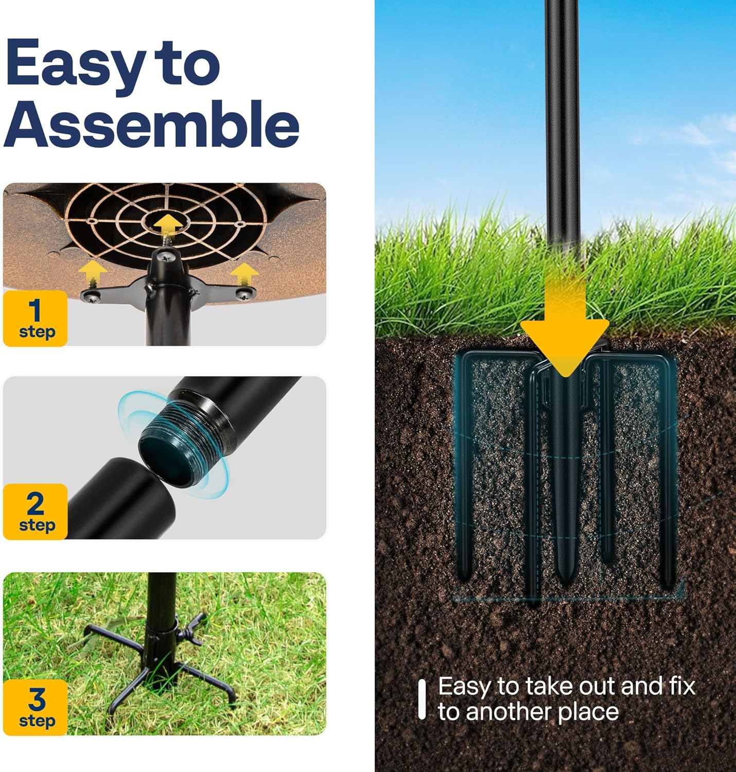 VIVOHOME Polyresin Bird Bath Bowl with Solar Fountain, 29 Inch Height Outdoor Freestanding Birdfeeder with Metal Stake, Capacity 1.4 Gallons, 5-Pronged Base, Copper