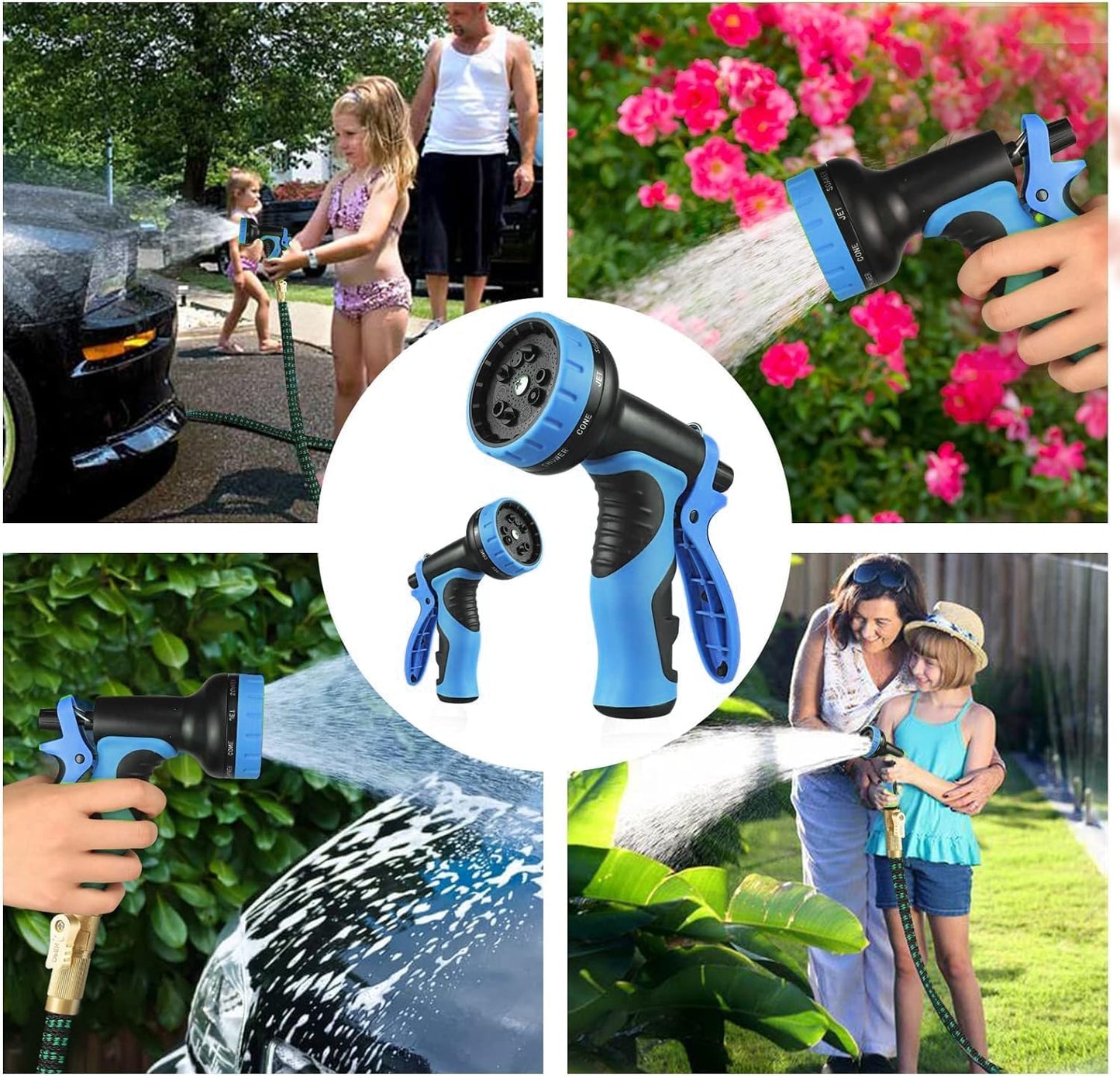 100 ft Expandable Garden Hose - Kink Free Flexible Water Hose 100ft with 10 Pattern Spray Nozzle, 3/4 Solid Brass Connectors, Retractable Latex Core - Lightweight Expanding Hose