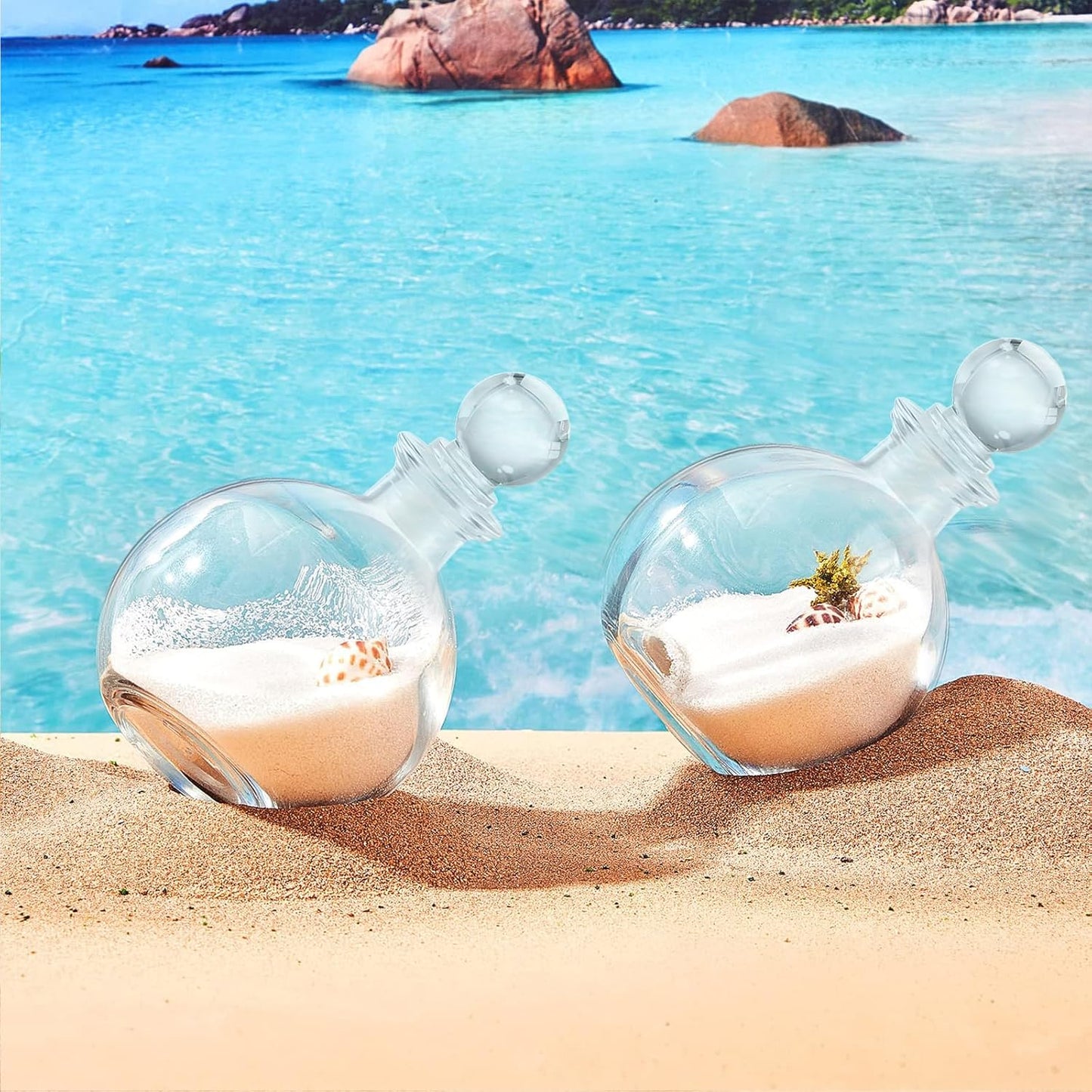 Tessco for you 12 Pcs Potion Bottles Round Glass Clear Potion Jars 8.5 oz Spherical Decorative Witch Bottles Wizard Stuff for Liquor Halloween Decoration DIY Art Crafts Gift (Stylish)