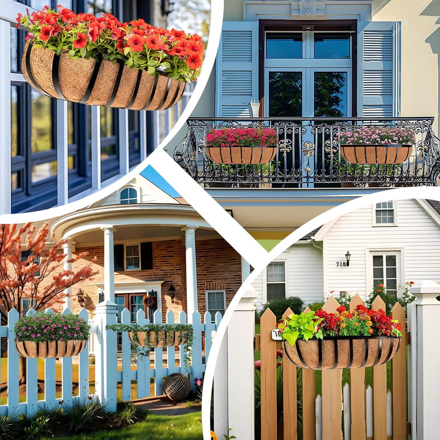 2 Pack 24 Inch Trough Coco Liner for Planters, Pre-Formed Coconut Coir Replacement Liner, Natural Coconut Fiber for Window Flower Box, Fence Flower Baskets, Garden Flower Pot