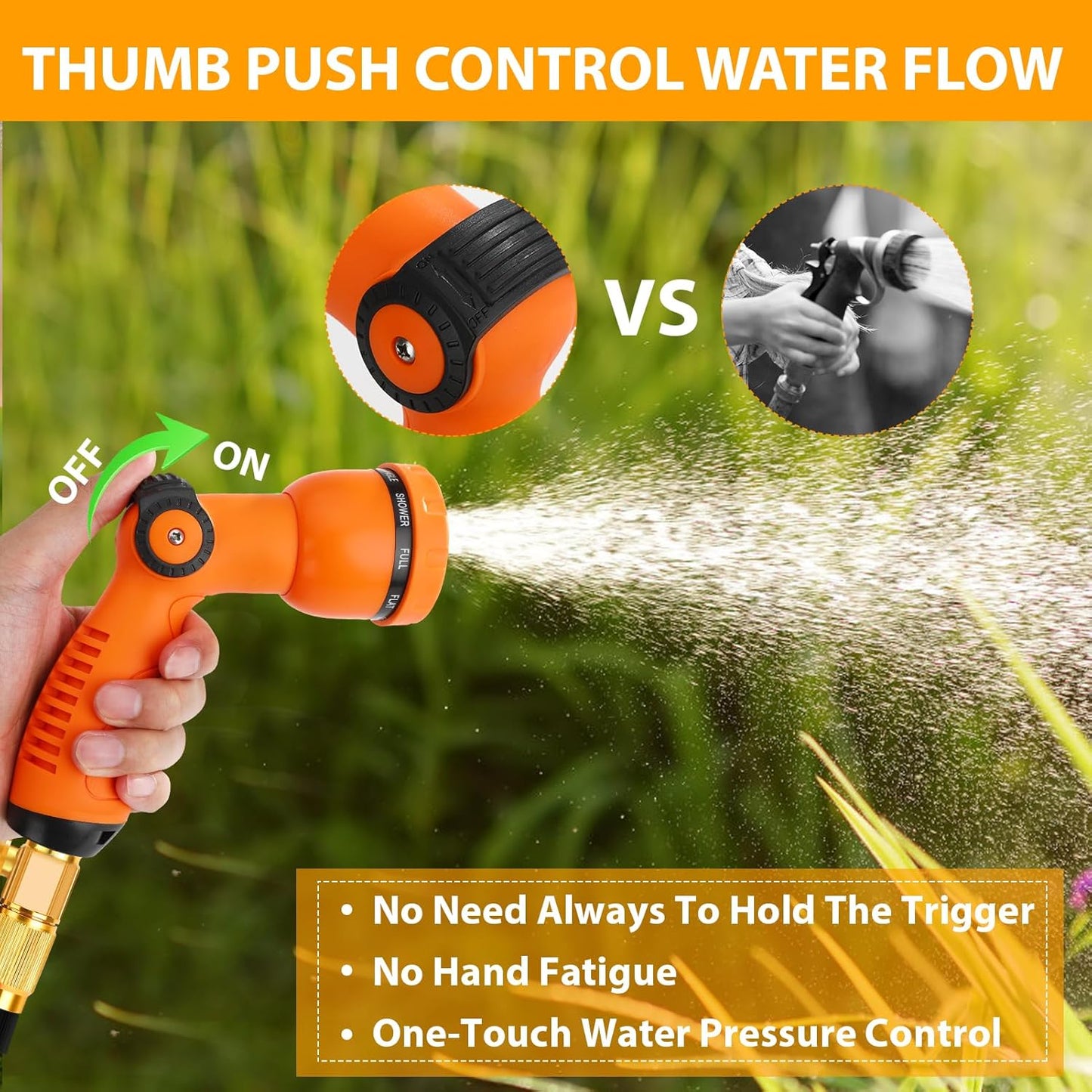 Water Hose Spray Nozzle - Garden Hose Nozzle with 10 Spray Patterns.Thumb Switch Design for Easy Water Flow Control, Upgraded Hose Sprayer Nozzle for Watering Plants,Lawn,Pet Bathing and Cleaning