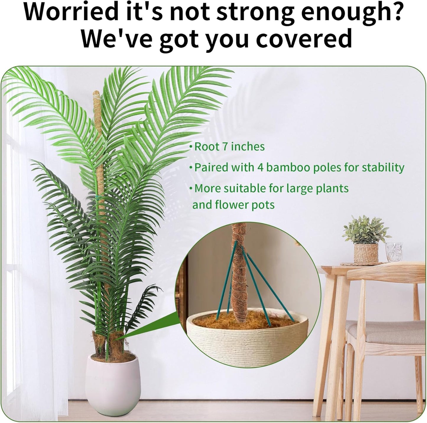 49'' Monstera Plant Support, LveSunny Bendable Moss Pole for Plants Indoor, Large Moss Pole for Climbing Plant, Coco Coir Pole, Fishbone Plant Stakes