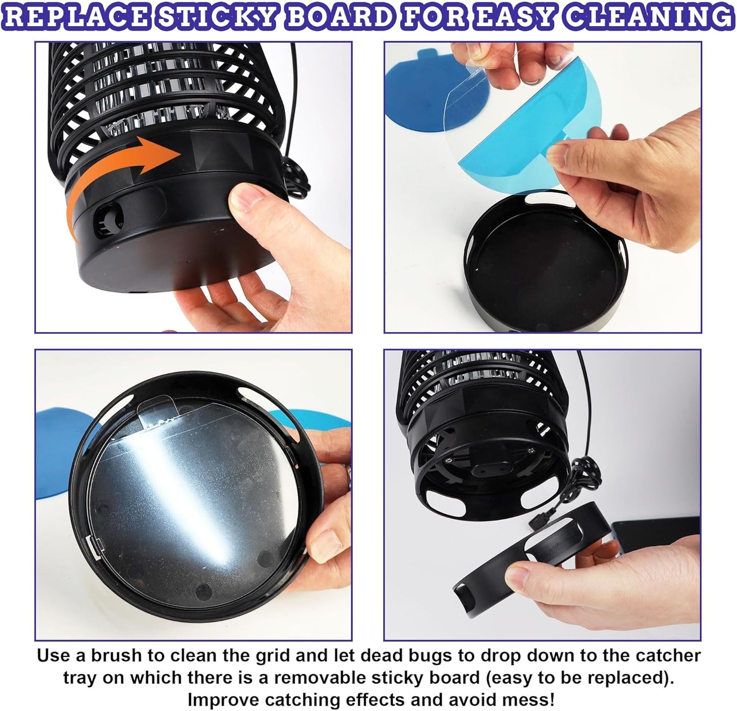 Electric Bug Zapper, 2500V Plug-in Mosquito Trap with Replaceable Sticky Pads & Lamp Tube, 365nm Lighted Hanging Insects Killer Attracting Moths, Gnats, Flies IPX4 for Indoor Outdoor Use