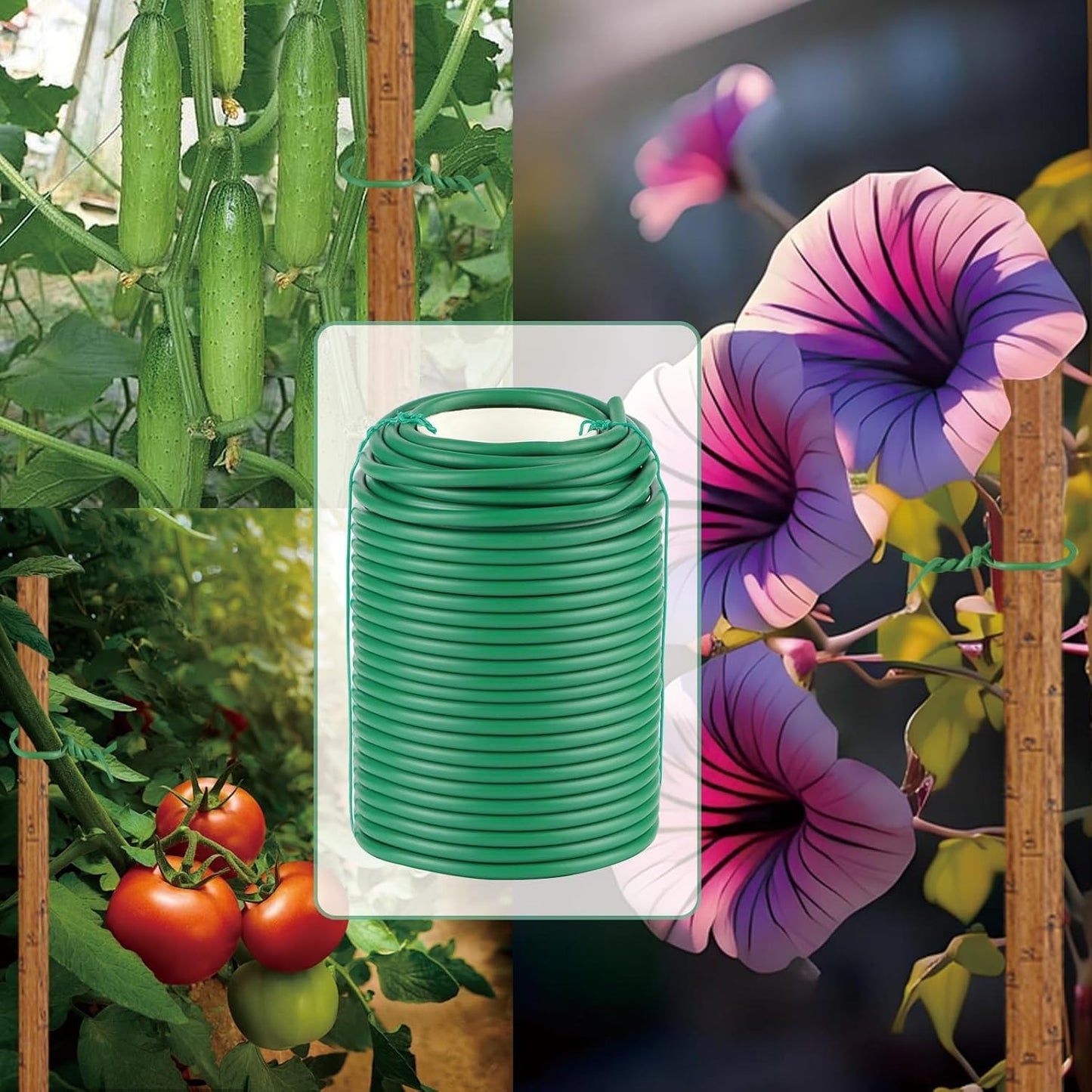 Soft Plant Ties, 66FT Green Garden Wire, Flexible Garden Twist for Climbing Plants, Tomatoes, Outdoor Plants, Vegetables, Flowers, Roses Plant Support (Diameter - 3.5MM)