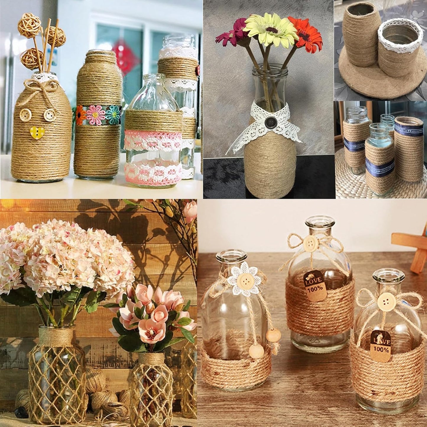 5mm Jute Twine String–164FT Natural Garden Twine for Crafts, Packaging, Cat Scratching Post, Bundling & DIY Projects