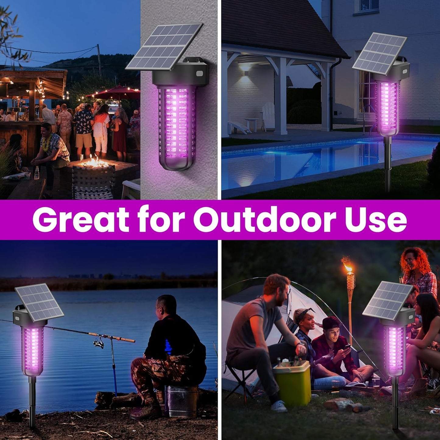 Solar Bug Zapper Outdoor Mosquito Trap Killer Mosquito Killer Lamp,Cordless & Rechargeable ,Fly Zapper Mosquito Catcher Lamp Decor Light for Patio Garden