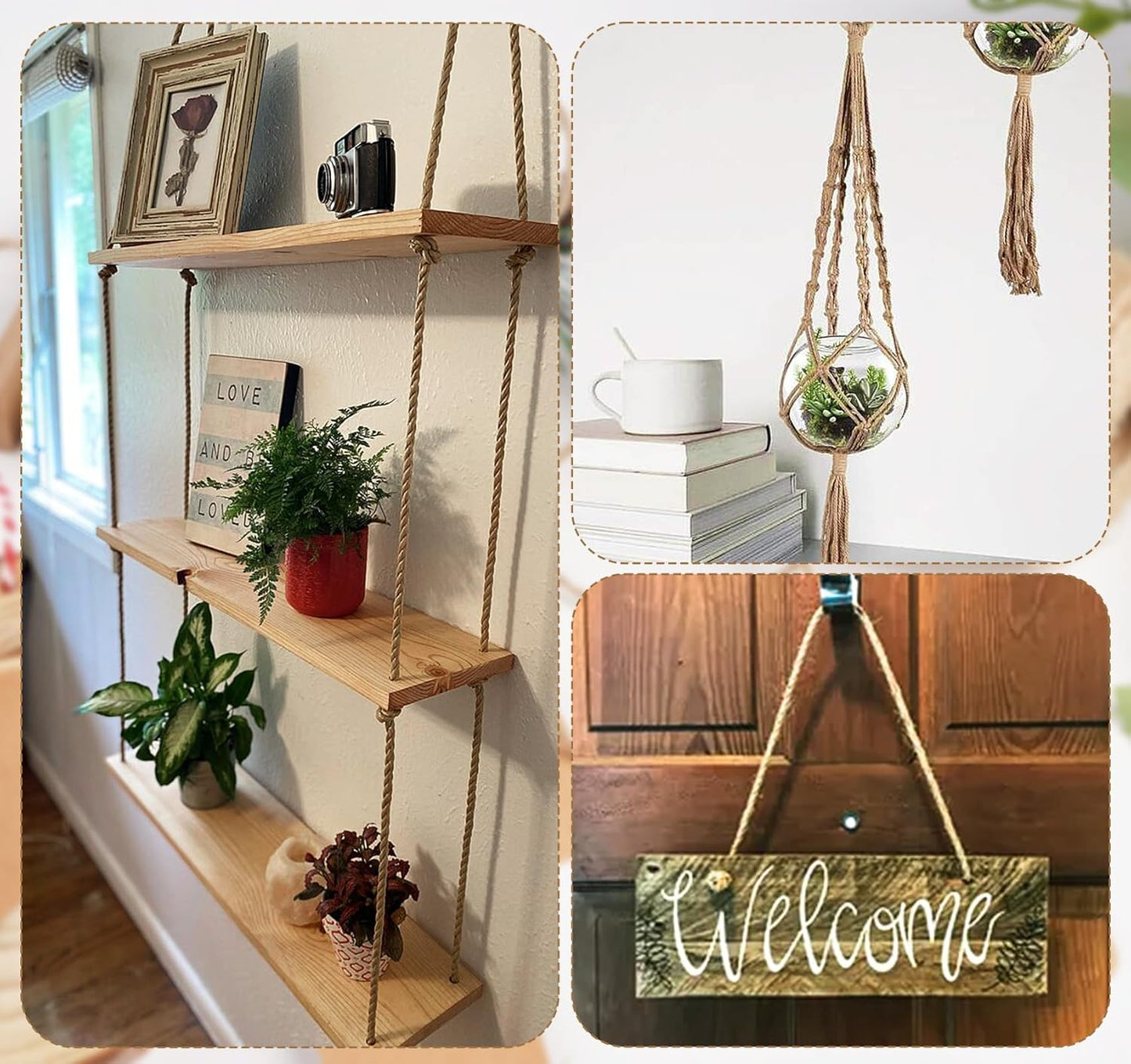 5mm Jute Twine,197 Feet/60M Twisted Jute Rope, Garden Twine, Heavy Duty and Thick Twine Rope, Garden, Arts & Crafts, Home Decor, Packaging Braided