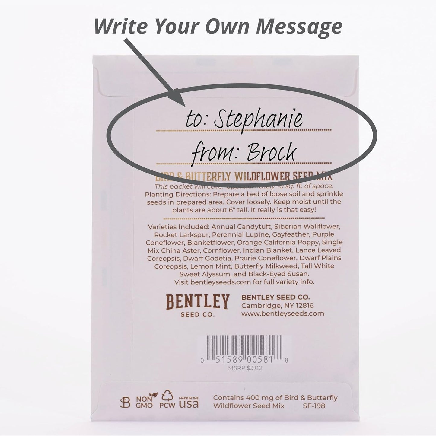 Bentley Seeds Co. Merry Christmas Wreath of Birds Holiday/Christmas Gift Tags | Non-GMO, Non Coated Bird & Butterfly Pollinator Wildflower Seed Mix | 25 Seed Packets