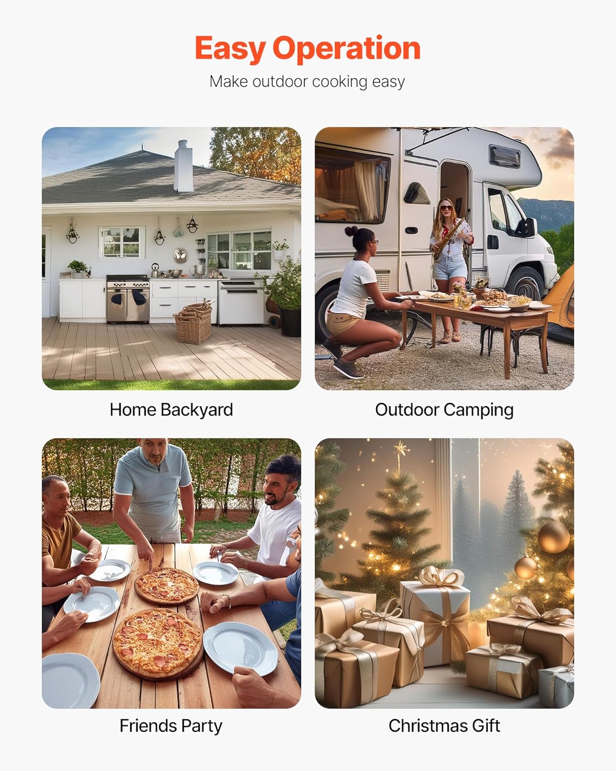 VEVOR Pizza Oven Outdoor, 12" Pellet Pizza Oven, Portable Pizza-Stove with Built-in Thermometer, Wood Fired Stainless Steel Pizza-Maker, for Backyard, Camping, Pizza-Stone, Shovel, Carry Bag, Silver