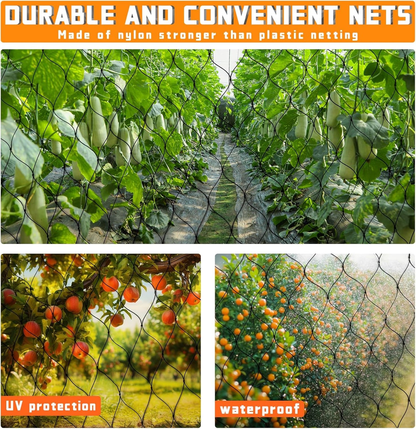 Bird Netting for Garden Heavy Duty Nylon Mesh Garden Netting for Garden Protection Bird Fence Plant Netting Protection Against Birds, Deer, Squirrels and Other Animals (25x100FT)