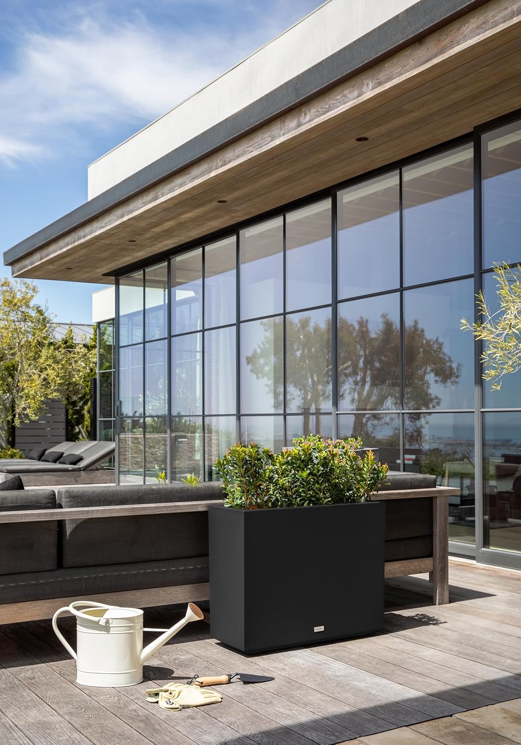 Veradek Block Series Span Plastic Planter - Tall Rectangular Planter for Indoor or Outdoor Patio/Porch | Durable All-Weather with Removable Insert Bucket | Modern Design for Plants, Flowers, Garden