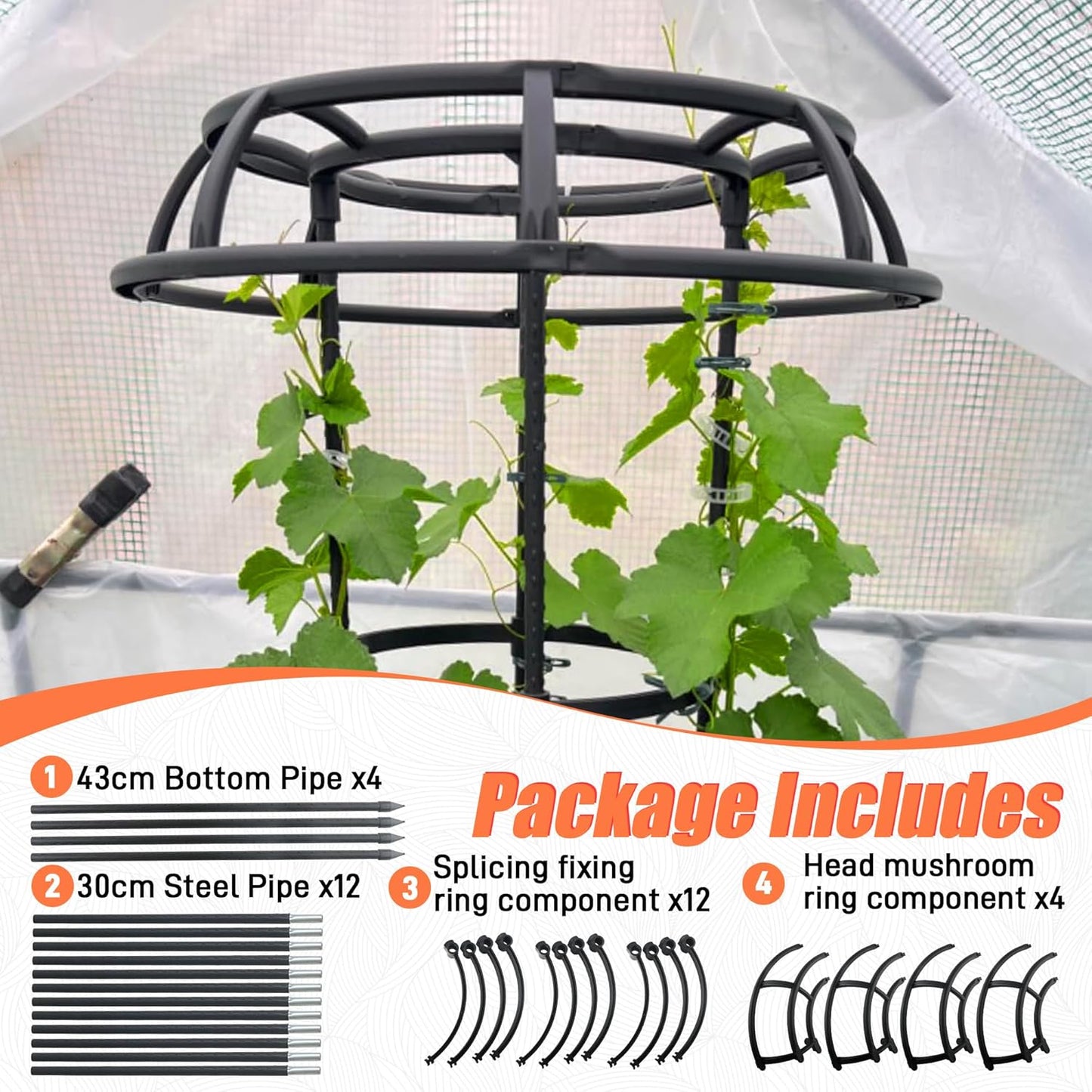 65 Inch Garden Trellis for Climbing Plants Outdoor, Mushroom Top Trellis for Potted Plants, Vines, Roses, Clematis, and Vegetables, Plant Trellis Support 1 Pack