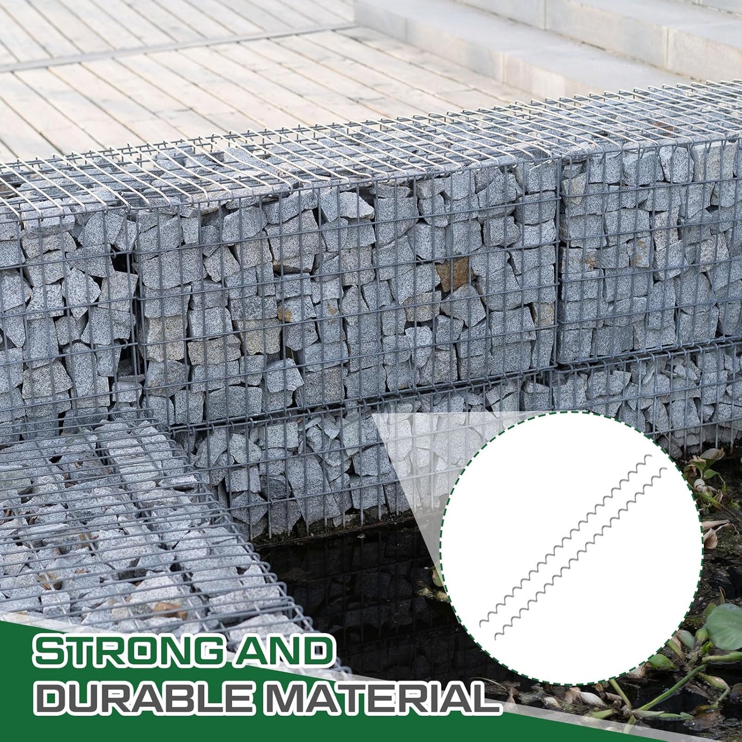 24 Pcs 39.4" x 2" Gabion Cages Spirals 9ga Galvanized Steel Gabion Spirals Wire for Cage Install and Connected for Garden