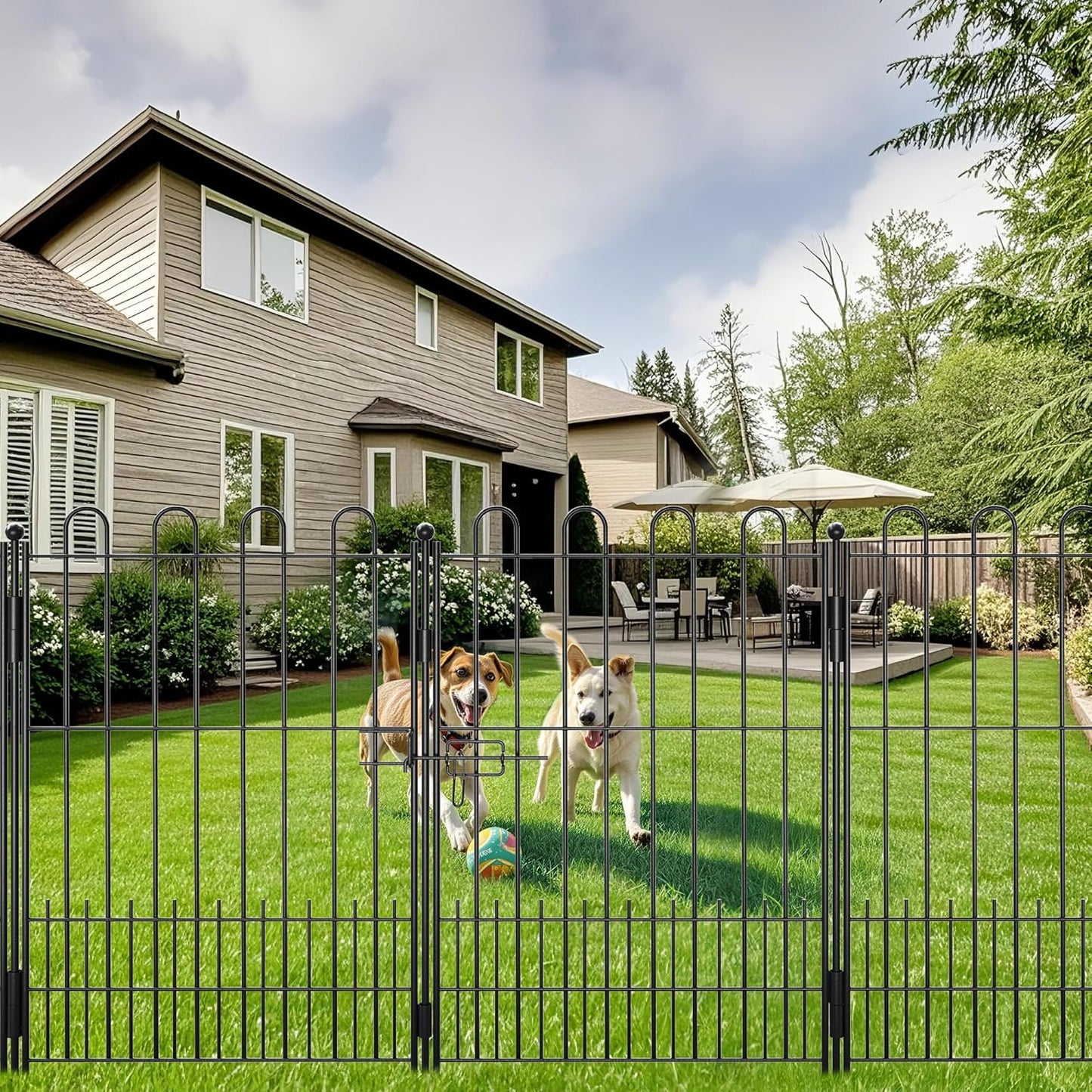 10 Panels Garden Fence with Latch Gate, 39.51in (H) X 23.08ft(L) Animal Barrier Fence with 1in Gaps for Rabits, Tall Dog Fencing Outdoor for Yard, Flower Beds, Patios, Vegetable Patches