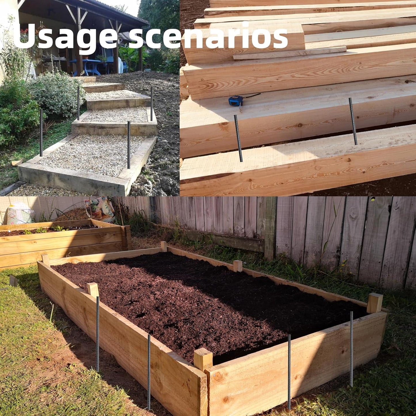 20 Pieces 16-Inch Garden Ground Stakes Galvanized Steel Rebar Stake Heavy Duty Anchors for Tents, Position Kits,Fences, and Trampolines