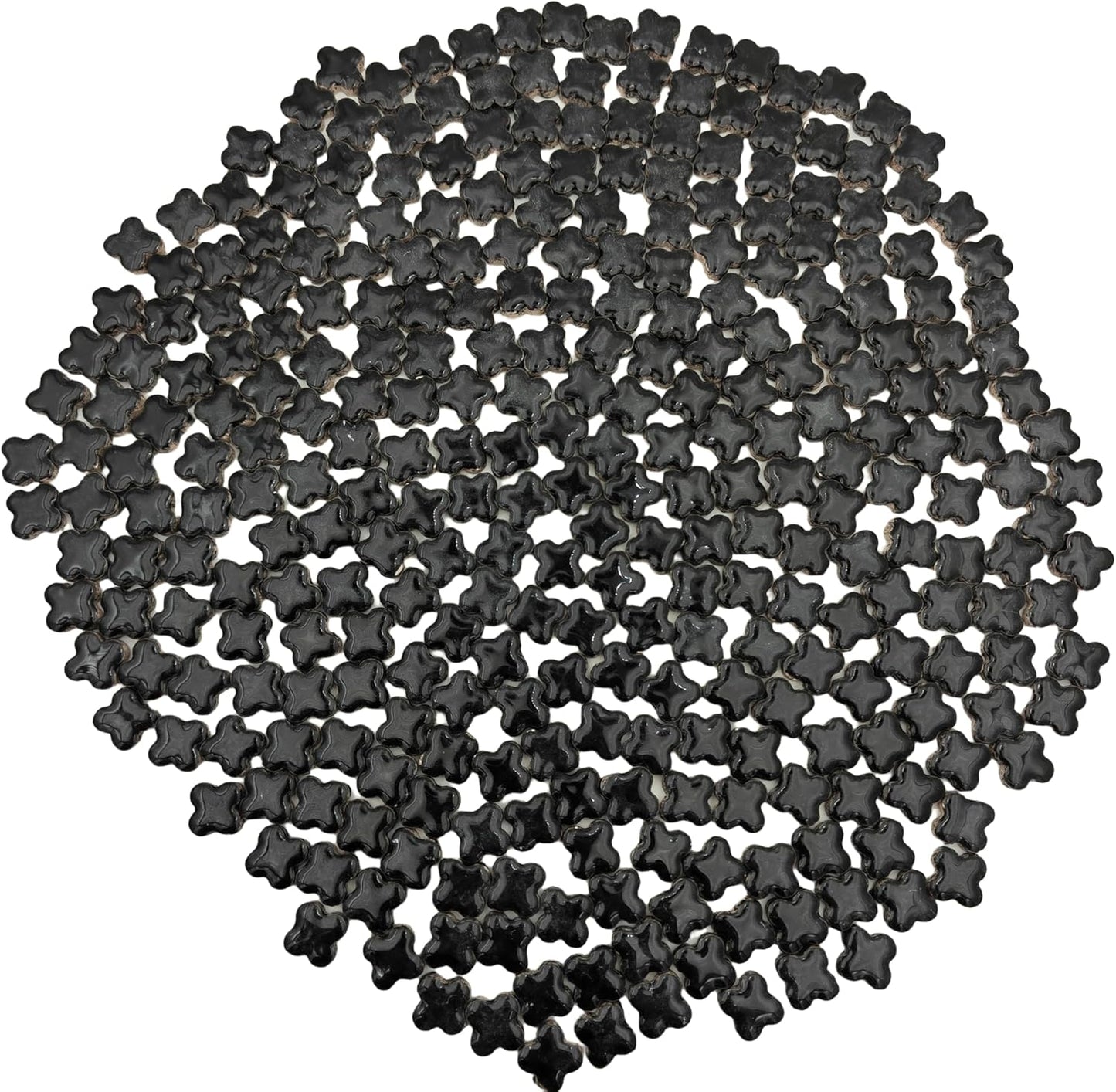 500g/1.1lb Random Color Irregular Ceramics Mosaic Tiles,DIY Making Creative Ceramic Mosaic Tiles for DIY Craft Plates Flowerpots Vases Cups Mosaic Making Supplies (Black Lucky Clover)