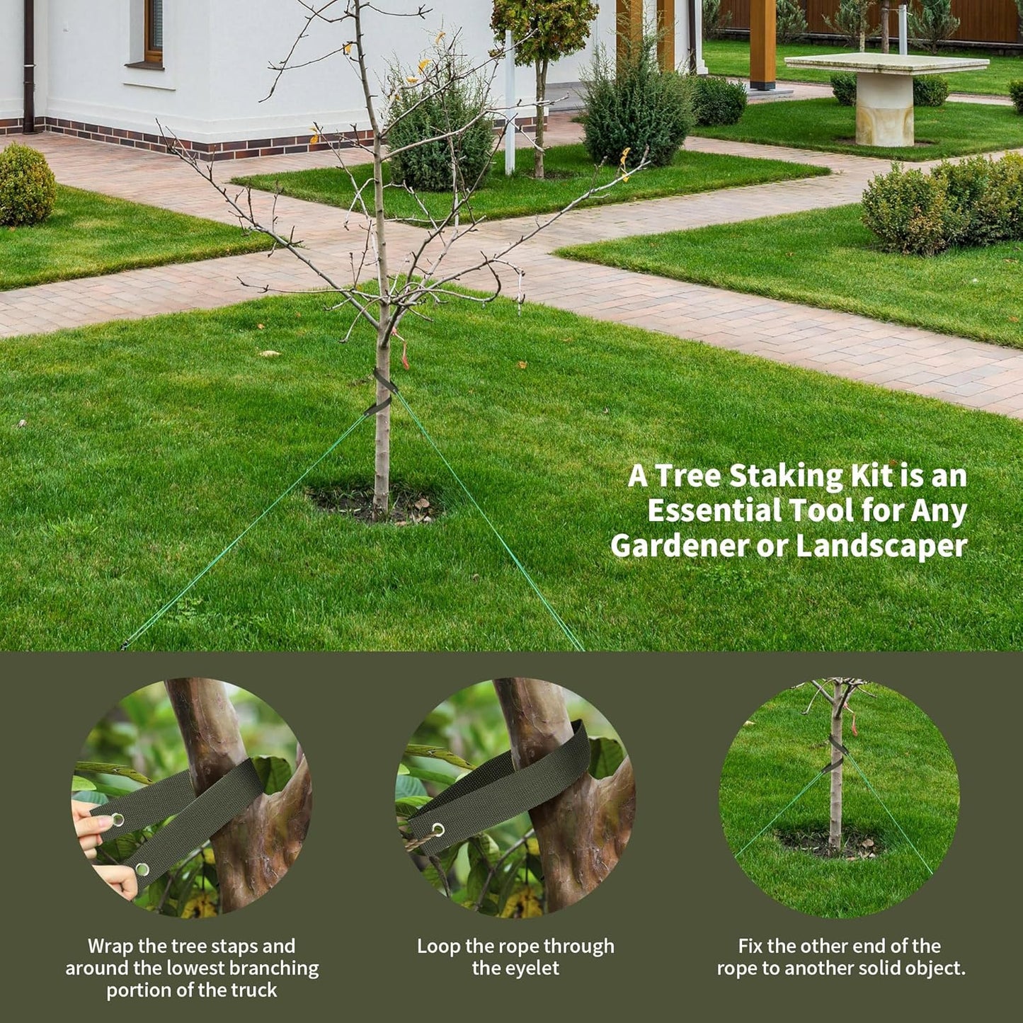 48 Pieces Tree Straps for Staking, 15.74 Inches Tree Support Straps with Grommet Heavy Duty Tree and Plant Supports Stakes for Straightening