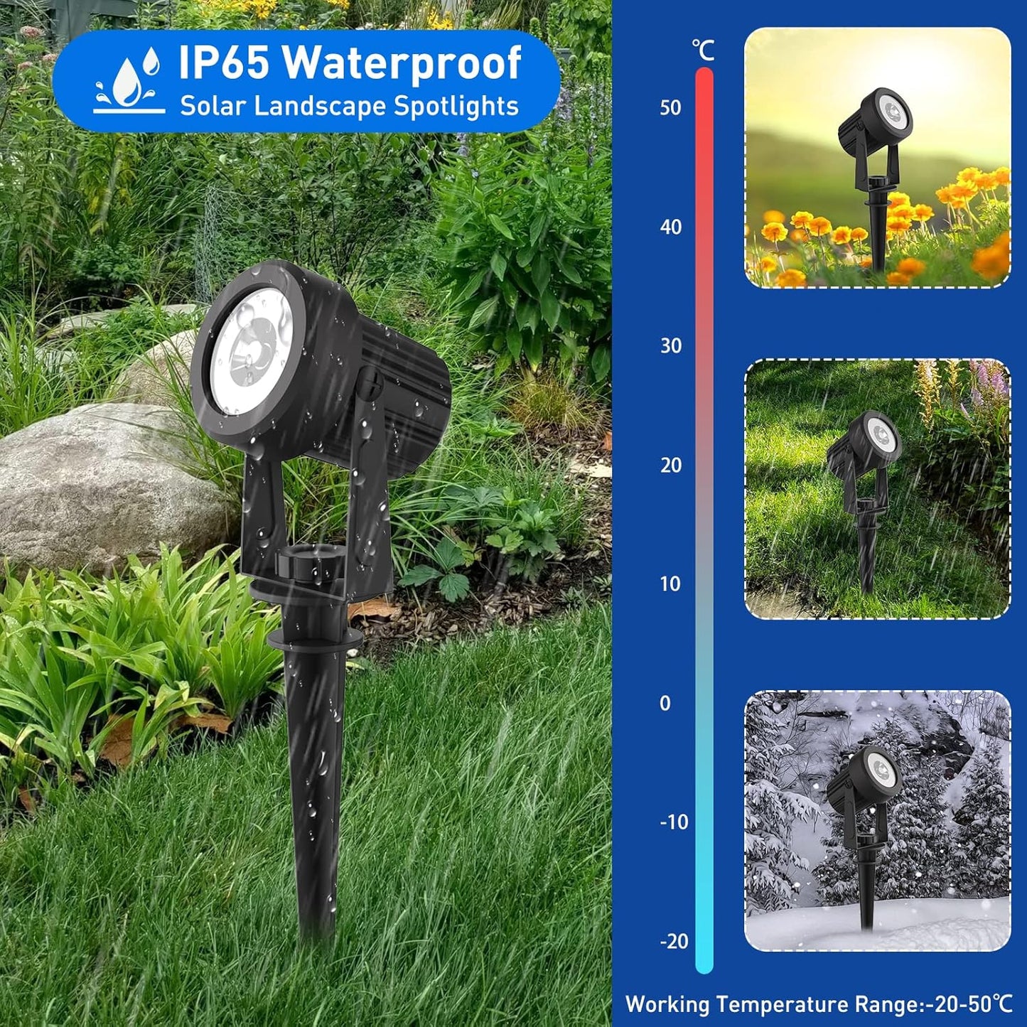 T-SUNUS Halloween Solar Spot Lights Outdoor Color Changing, Landscape Spotlights RGB Lighting Waterproof IP65 9.8ft Cable for Christmas Patio Pathway Yard Garden Wall Holiday Decoration (Multi-Color)