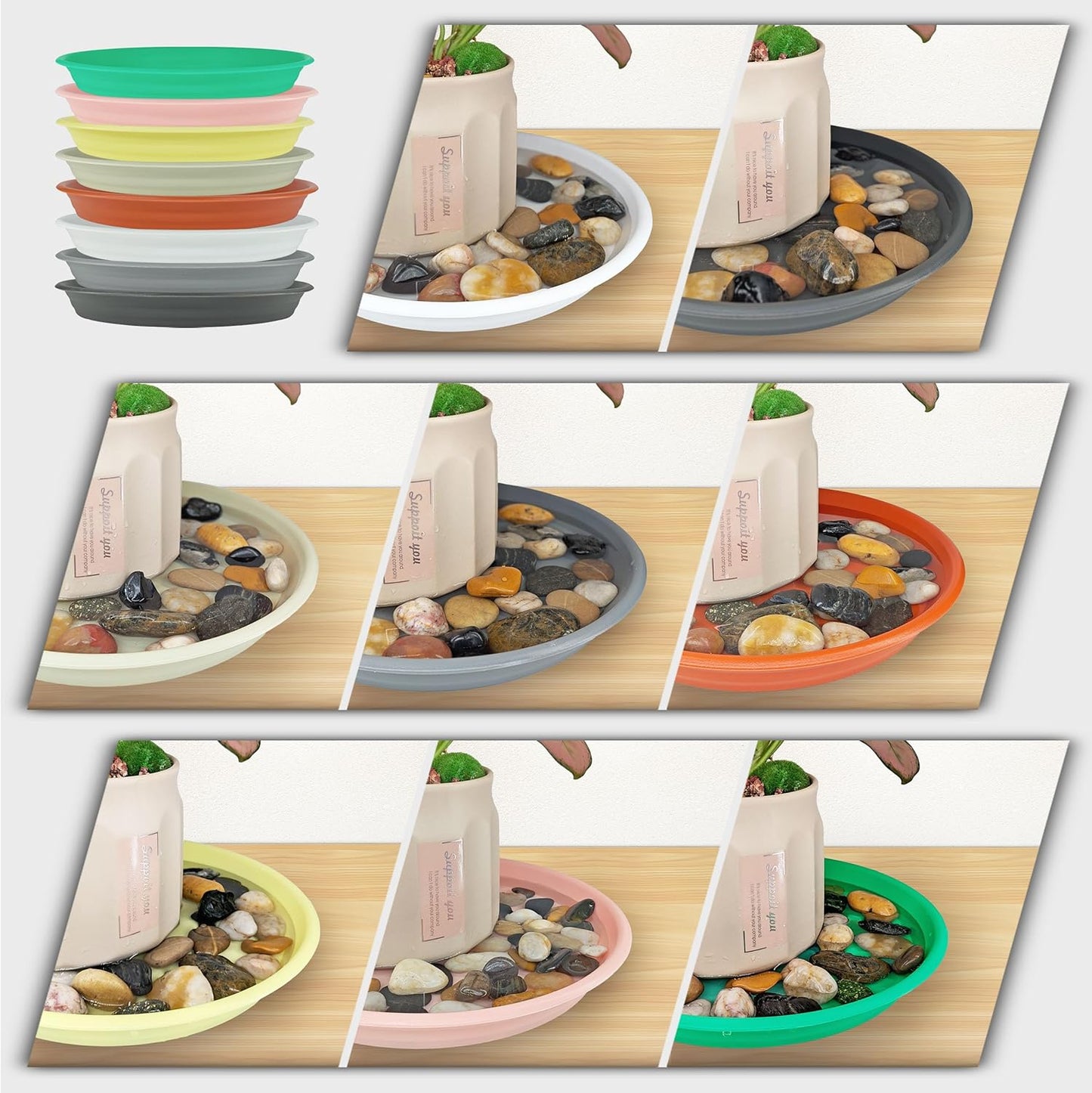 12Pcs Colourful Plant Saucer, 6 8 10 Inch Durable Plastic Plant Tray, Round Plant Pot Saucers, Drip Tray for Indoor and Outdoor Garden, Cyan