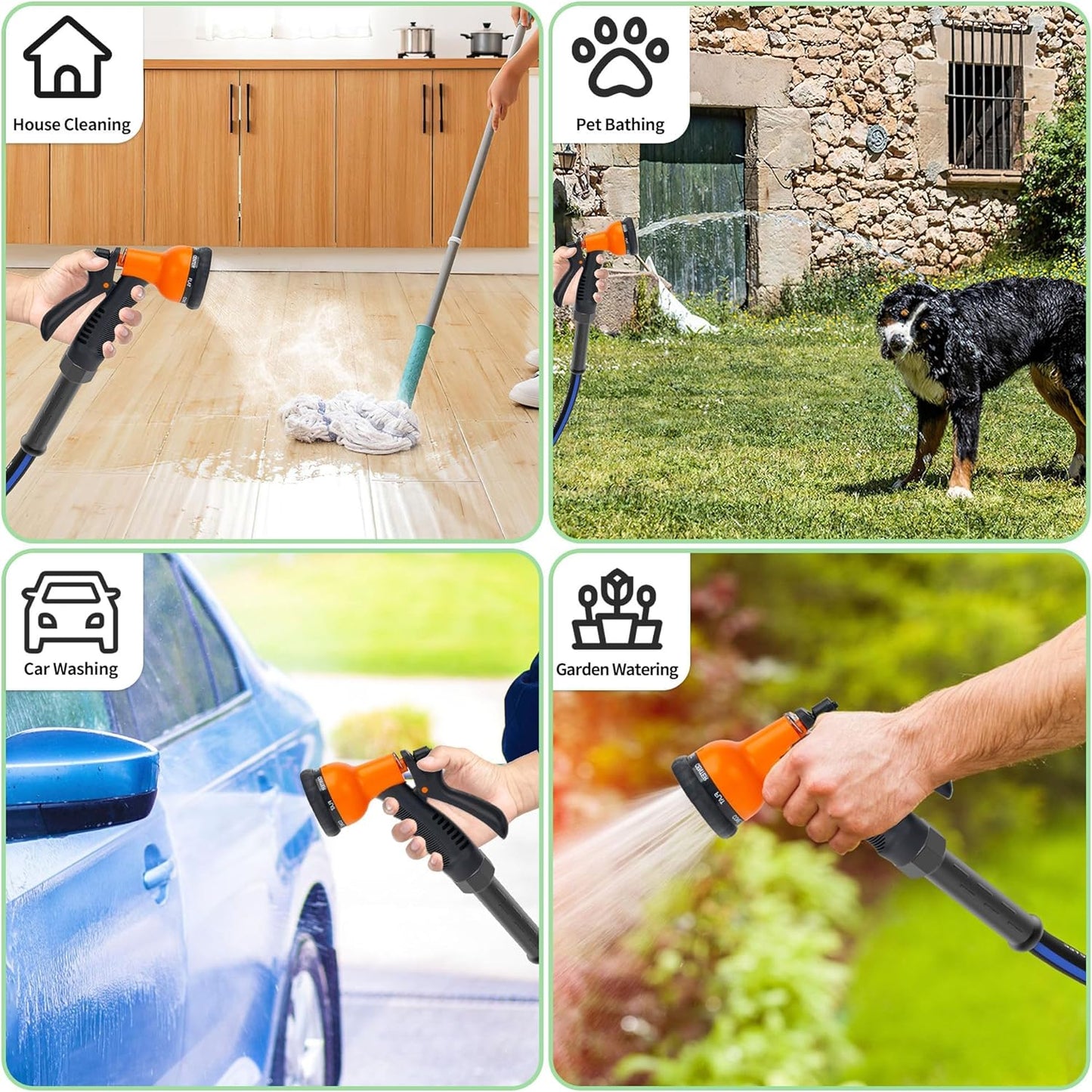 100 FT Garden Hose, Flexible No Kink Heavy Duty Garden Water Hose Flex Copper Bullet Collapsible Washer Rubber Hose 5/8" Soft Lightweight Outdoor Waterhose Manguera Para Jardin