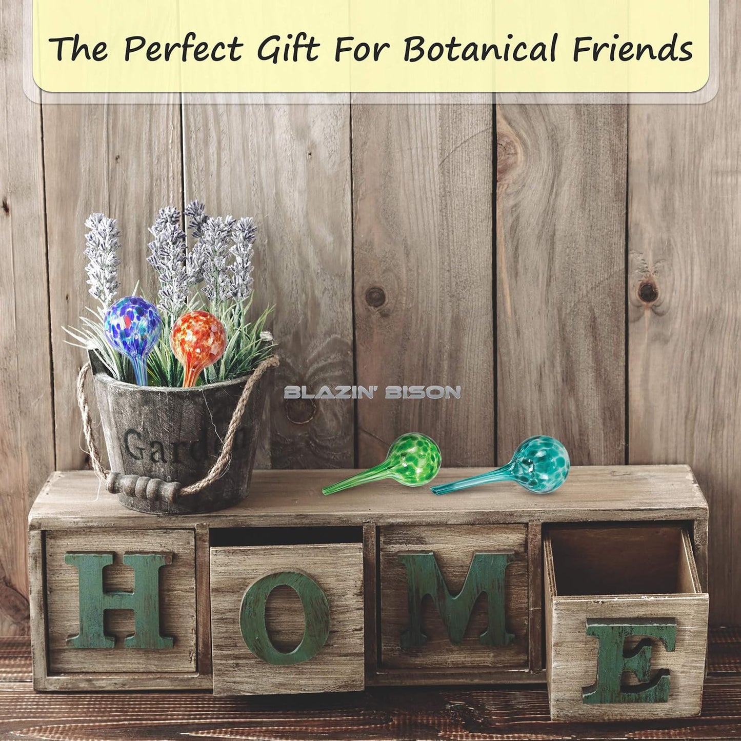 Blazin Indoor Plant Watering Globes | Automatic Self Water Bulbs | Aqua Water Globe | Decorative Hand-Blown Glass | 4pc Deluxe Set (4, Small)