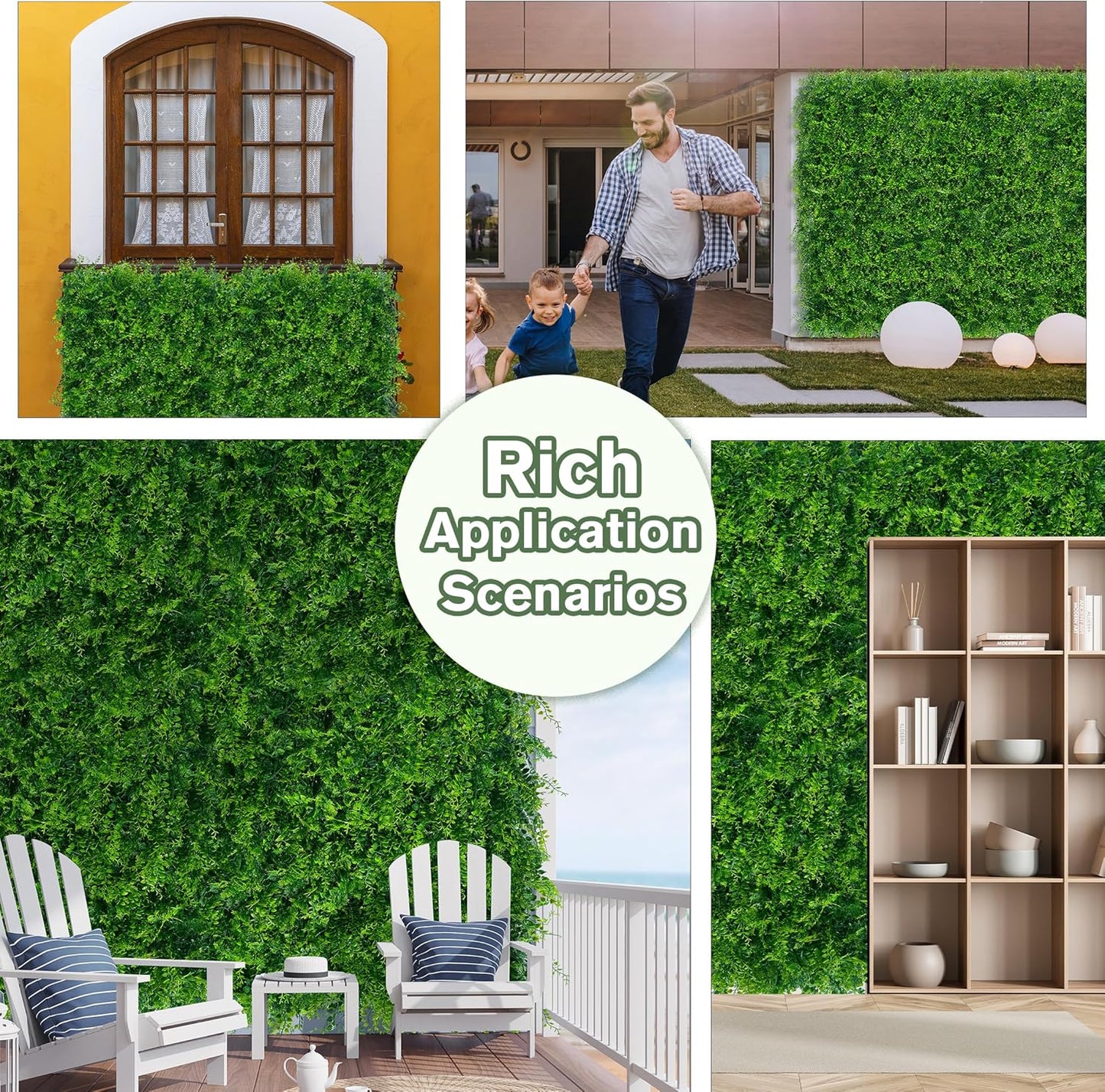 Greenery Faux Grass Wall Backdrop 40"x120"(33.5 SQFT) UV-Anti Artificial Green Boxwood Panel for Patio Balcony Privacy & Ivy Fence Covering Privacy, Garden, Backyard Wall Backdrop Decor