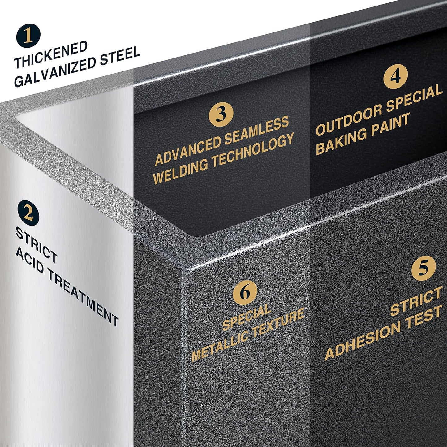 Metallic Heavy Rectangle Planter Box for Outdoor/Indoor 25Lx11Wx13H Inches 22Pounds Gray