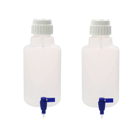 2pcs of 5L (1.3 Gallon) Round Carboys with Spigot, Lifting Handle, Autoclavable PP Material, Heavy Duty Can for Liquid Storage LVAA003