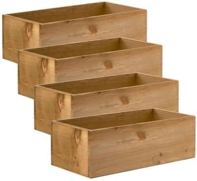 12” Wood Pallet Bin by Make Market - Rustic Crate Boxes for Storage, Decorative Display, Arts & Crafts, Made of 100% Wood - Bulk 4 Pack