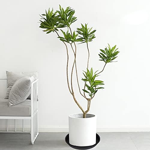 4 Pack of 16 inch Plant Saucer (13.5" Base), Heavy Duty Plastic Plant Tray for Pots, Flower Water Trays for Indoors, Bird Bath Bowls, Plant Drip Saucers for Planter 14"/15"/16" (Black)