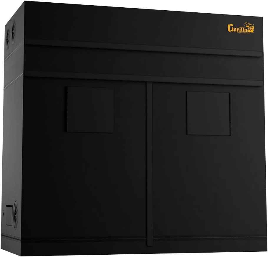 Gorilla Grow Tent Pro 4' x 8' x 6'11 to 7'11 w/Included Extension Kit - Tallest Premium Indoor Grow Tent, Thickest & Most Durable Gorilla Canvas, Strongest w/ 300lb Hang Capacity, Hydroponic Grow Box