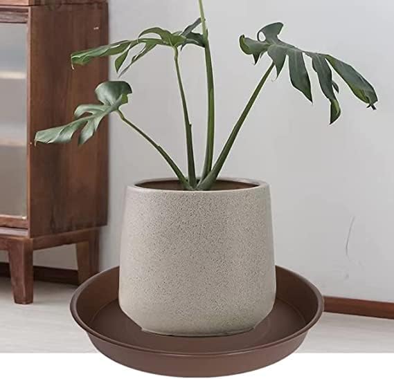 6 Pack of 8 inch Plant Saucer, Heavy Duty Plastic Plant Water Tray 8 inch Round, Pebble Tray, Flower Plant Saucers for Indoors No Holes, Plant Dishes Saucer for Planter 7"/8" (8", Chocolate)