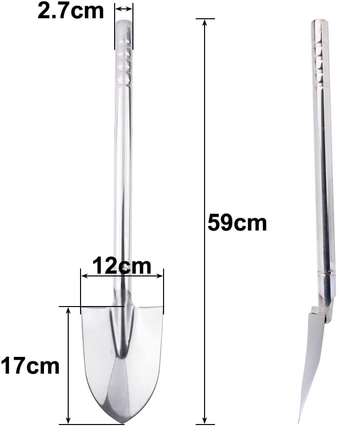 Stainless Steel Garden Shovel Hand Tool Digging Weeding Seeding Turning Soil 23.6-Inch 60CM