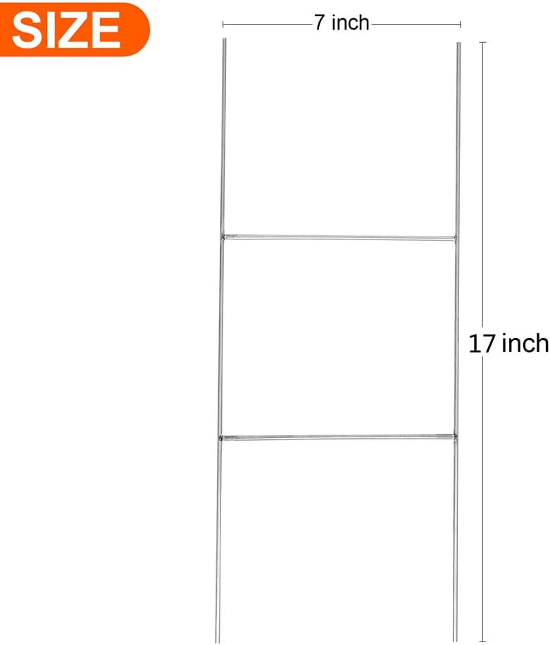 25 Pack Heavy Duty Metal H-Stakes H Frame Wire Stakes, 17'' x 7'' Yard Sign Stake for 4mm Corrugated Signs