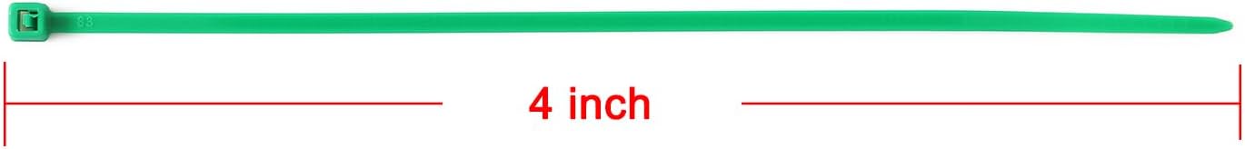 4 inch Green Zip Ties, Nylon Garden Cable Zip Ties Self Locking Cable Ties Twist Ties, Multi-Purpose Cable Tie (100 Pcs)