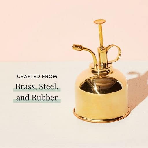 Modern Sprout Plant Mister, 8 oz Indoor Watering Can, Aesthetic Plant Sprayer & Water Mister Spray Bottle, Garden Watering Can for Seed Starting, Vintage-Inspired Gift for Green Lovers - Brass
