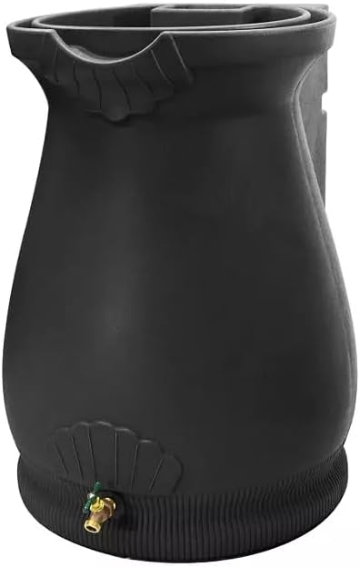 65-Gallon Urn Rain Wizard Decorative Barrel (Black, 1 Pack)