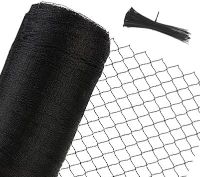 Junflying Bird Netting, 20x40 FT – 1/2" Mesh, Woven Black Netting for Garden Protection with Ties, Protects Vegetables, Fruit Trees, Blueberry Bushes & Strawberry Plants