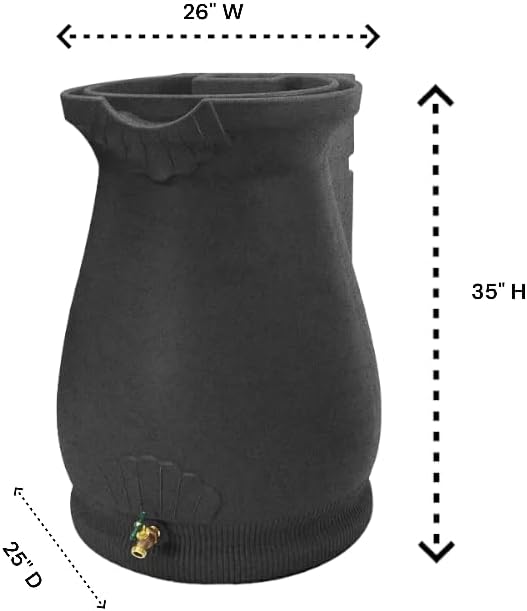 65-Gallon Urn Rain Wizard Decorative Barrel (Dark Granite, 2 Pack)