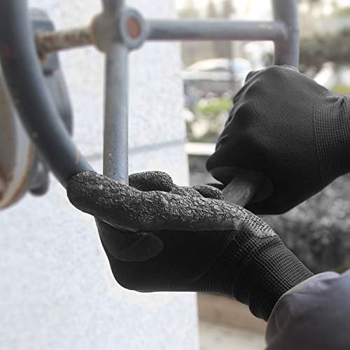 Evridwear Crinkle Latex Rubber Hand Coated Safety Work Gloves for Men Women General Multi Use Construction Warehouse Gardening Assembly Landscaping (L-Size) 120 Pairs Pack