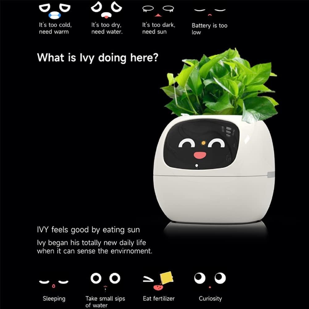 Smart Flowerpots,Smart Pet Planter,Ai Planter,Intelligent Flowerpots,Multiple Expressions,7 Smart Sensors, and Ai Chips Make Raising Plants Easy and Fun for Living Room,Plant-Free,Yellow
