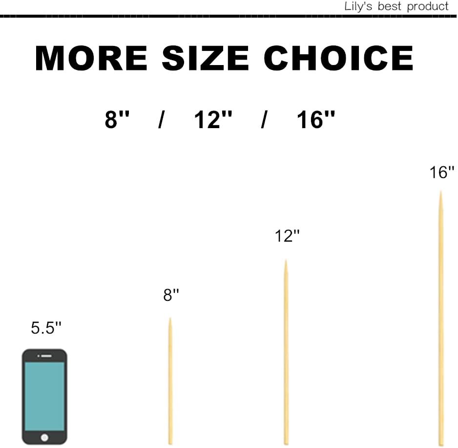 HOPELF 50 Pack 16" Bamboo Plant Stakes for Wood Garden Sticks，Wooden Indoor Gardening Floral Potted Plant Support，Crafts, More Size Choices 8"/12"/16"