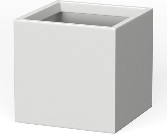 Kante 12 Inch Square Concrete Planter for Outdoor Indoor Home Patio Garden, Large Plant Pot with Drainage Hole and Rubber Plug, Pure White