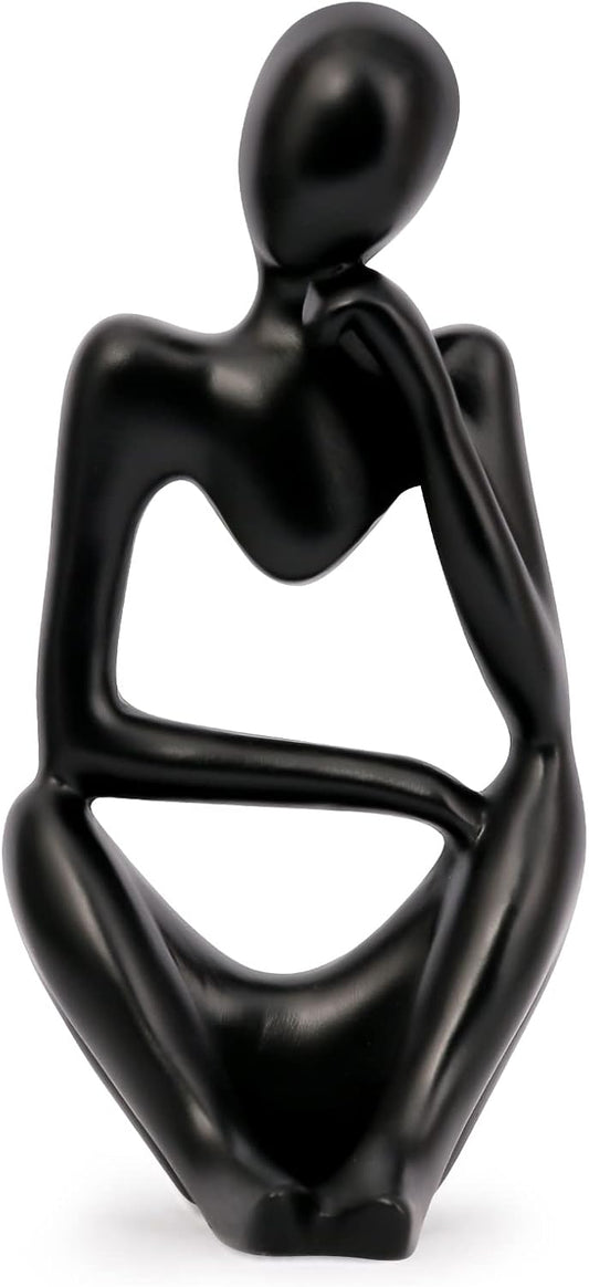 INNOLITES Resin Statue Thinker Style Decoration Abstract Sculptures Collectible Figurines for Home Decor Modern Office Shelf Desktop (Black-Right)