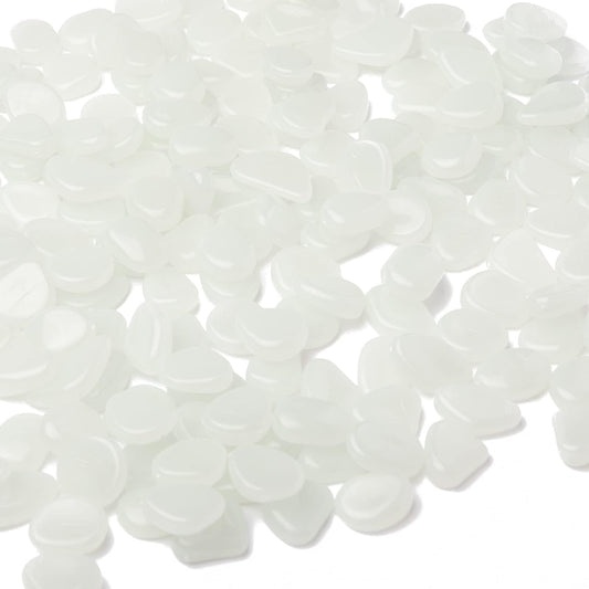 Oubest Glow in The Dark Pebbles/Glow Stones/Glowing Rocks Blue Decor for Garden/Fish Tank/Aquarium/Walkway/Driveway/Plant Pots/Bonsai (200, White)
