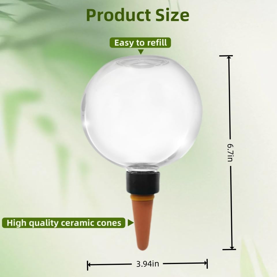 2 Pack Self Watering Globes for Indoor & Outdoor Plants – 17oz Automatic Watering Bulbs for Houseplants –Slow Release Control Water Dripper for Plants – Plant Watering Devices While Away