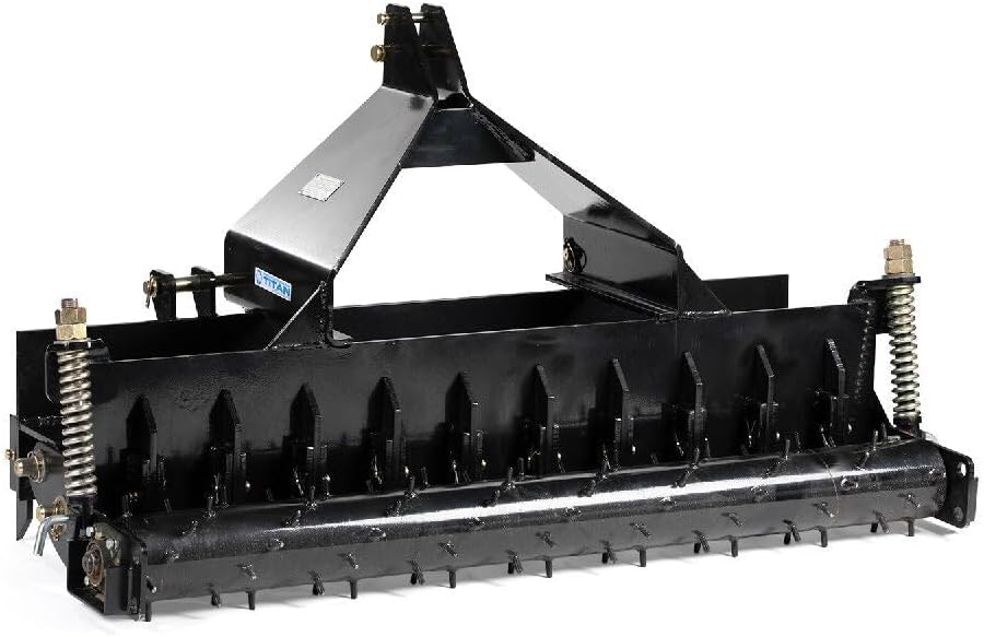 Titan Attachments 60in Soil Yard Pulverizer, Spiked Drum, Category 1 and 2, 3 Point, Quick Hitch Compatible