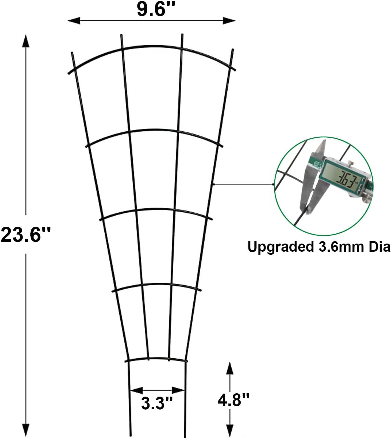 4 Pack 23'' Plant Trellis for Potted Climbing Plants Indoor, Outdoor Metal Garden Trellis for Climbing Plants Houseplants Flowers Vine Ivy, Fan Shape, Black